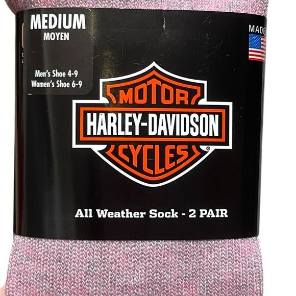 Harley-Davidson Heathered Pink All Weather Socks, 2 Pairs, Size M, NWT - Picture 4 of 6